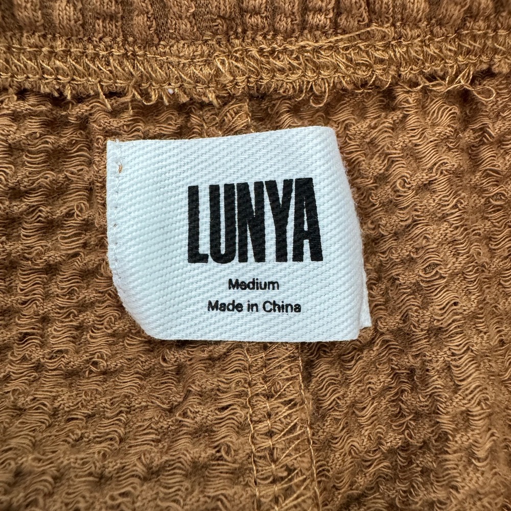 Lunya Organic Cotton Seersucker Drapey Wide Leg Pant Medium Brown Loungewear - Picture 9 of 11